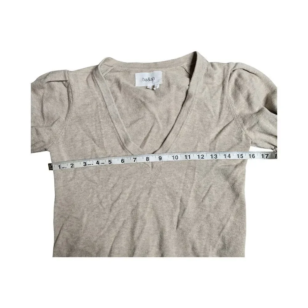 Ba&sh Mathis Short Sleeve Wool Sweater in Beige Size: XS